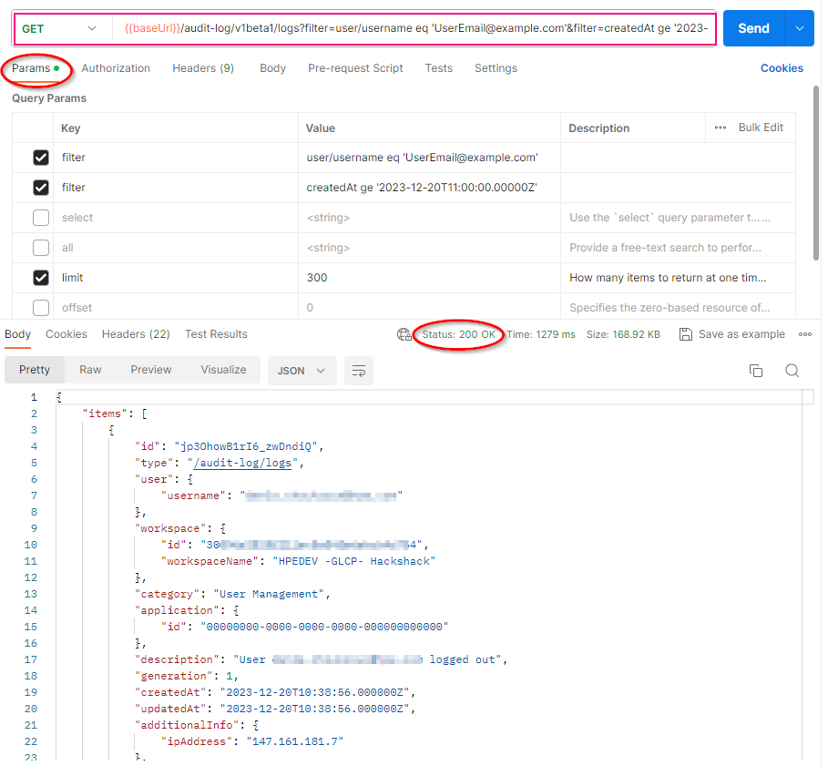 Figure 2: Tracking activities for a specific user