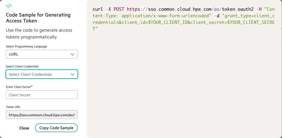 Figure 4: cURL sample code for generating access token Figure 4: cURL sample code for generating access token