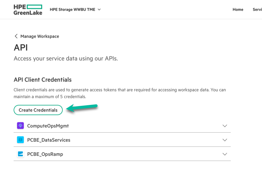 Click create credentials