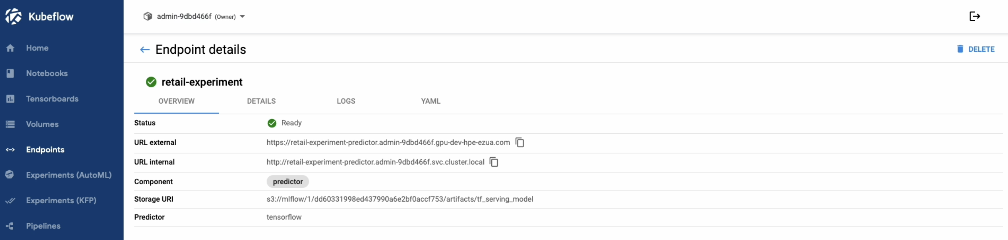 Flawless integration between KServe and HPE Ezmeral Software simplifies ML model deployment, management, and auto-scaling with existing Kubernetes infrastructure. This screenshot depicts KServe and HPE Ezmeral work together to efficiently deploy and manage machine learning models.
