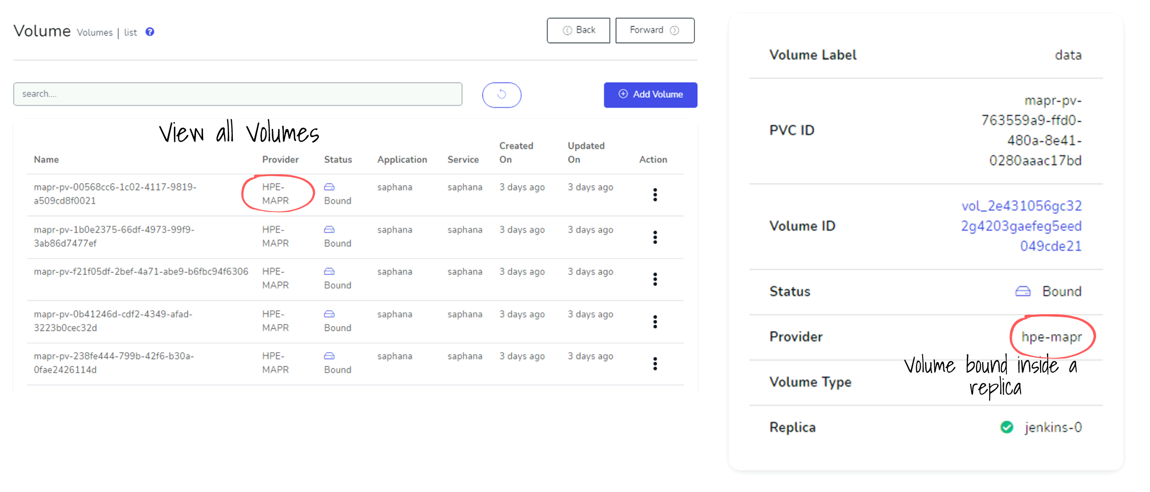 gopaddle dashboard for volumes gopaddle dashboard for volumes