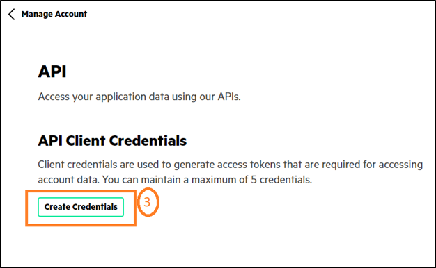 GreenLake Create Credential Button