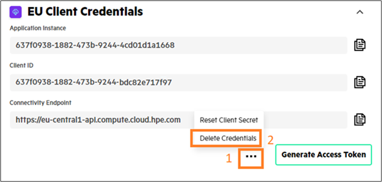 Delete GreenLake Client Credential