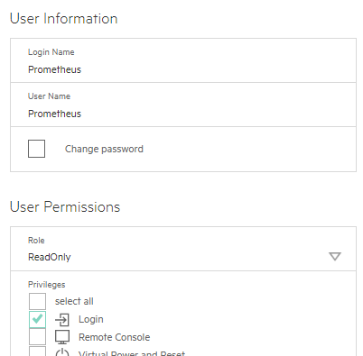 ILO Prometheus user