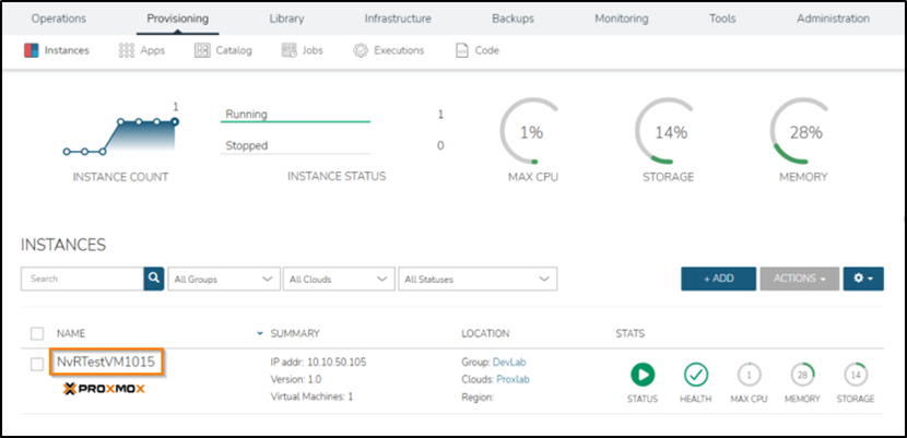 Instance provisioned