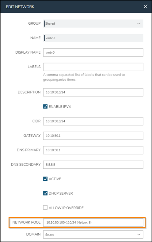 Network Pool re-added onto Network