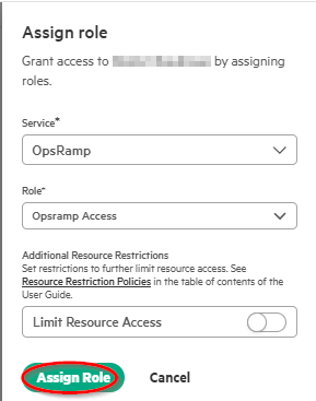 Assign OpsRamp Access role Assign OpsRamp Access role