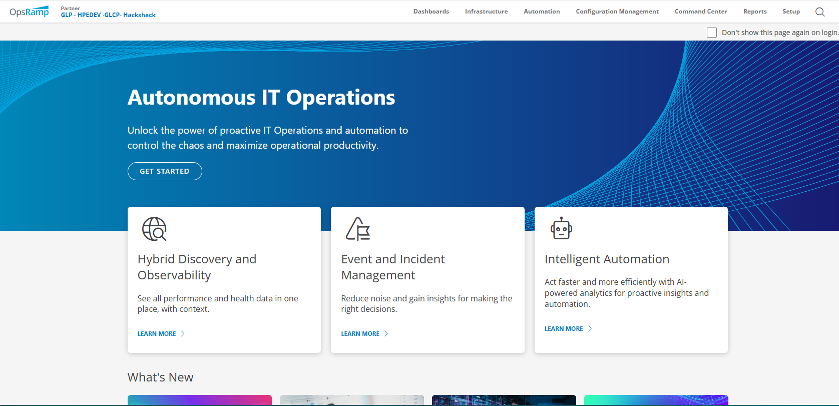 HPE OpsRamp service user interface HPE OpsRamp service user interface