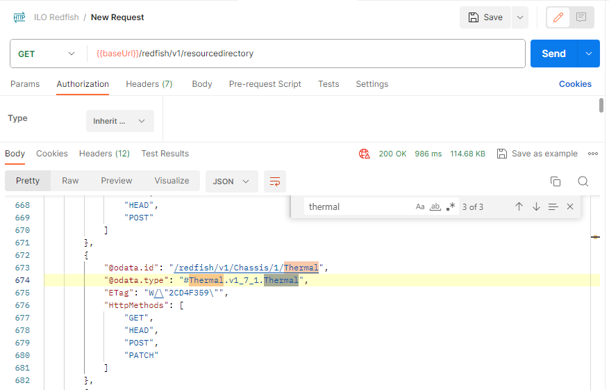 Redfish resource directory (Postman output)