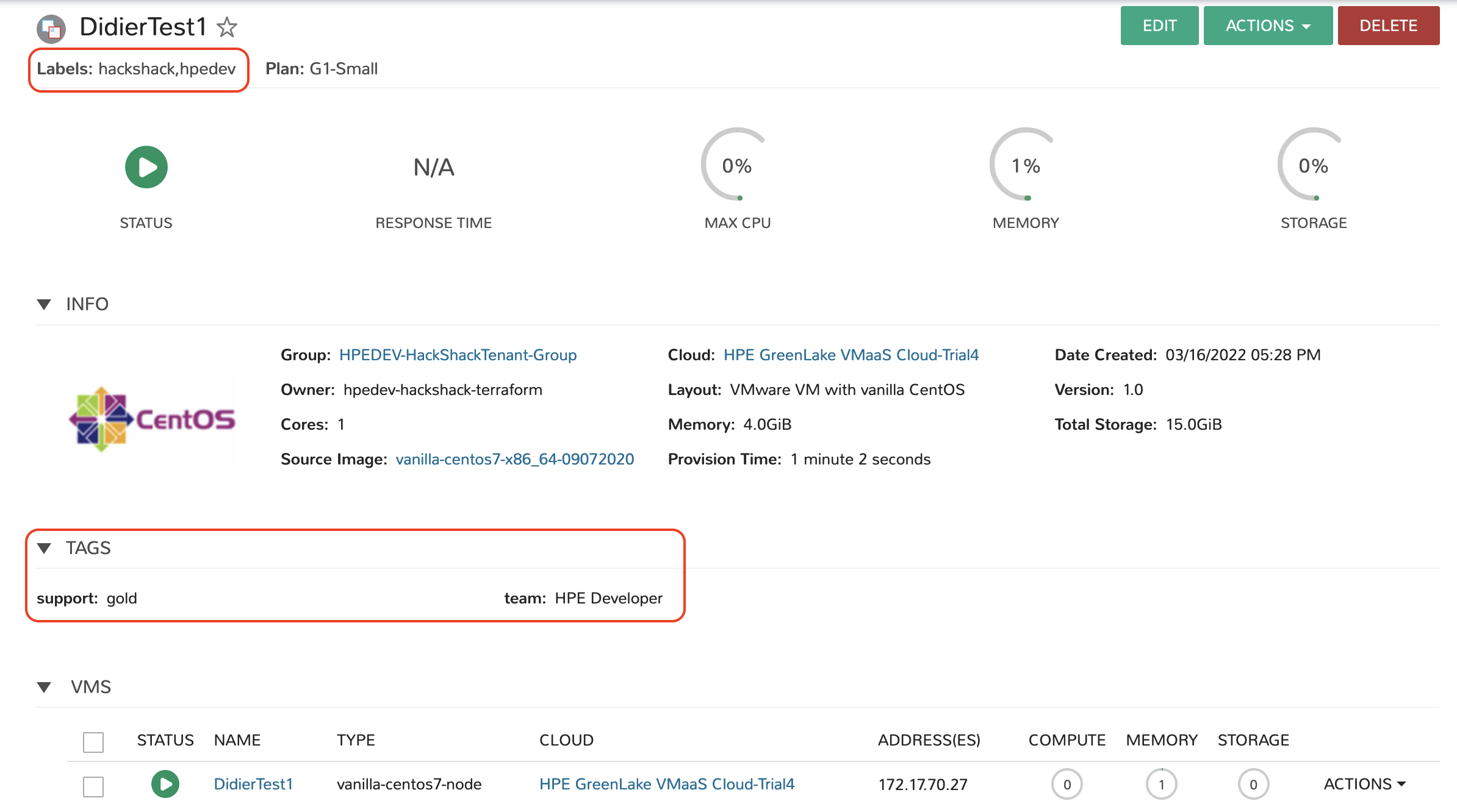 tags and labels applied to VM tags and labels applied to VM