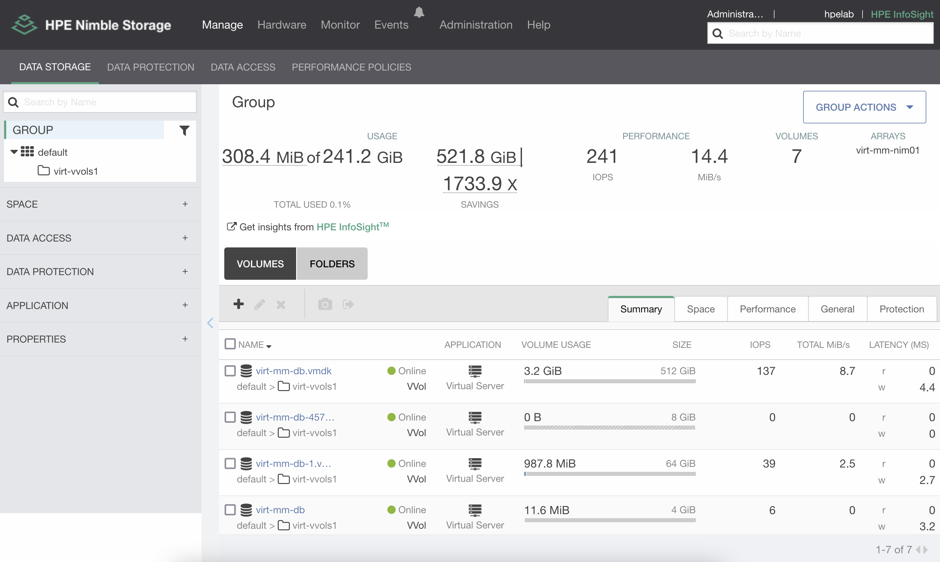 vVol Datastore Volumes vVol Datastore Volumes